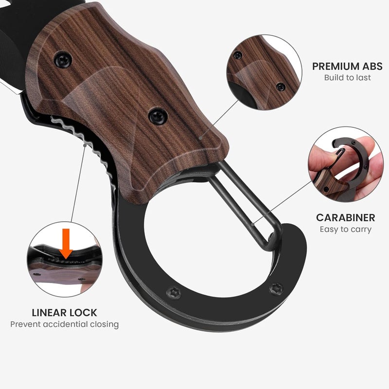 FUNBRO Small Pocket Knife for Men, Cool Box Cutter with 1.34 inch Sharp Blade, EDC Knives Tool for Everyday Carry (Wood Grain) - Image 3